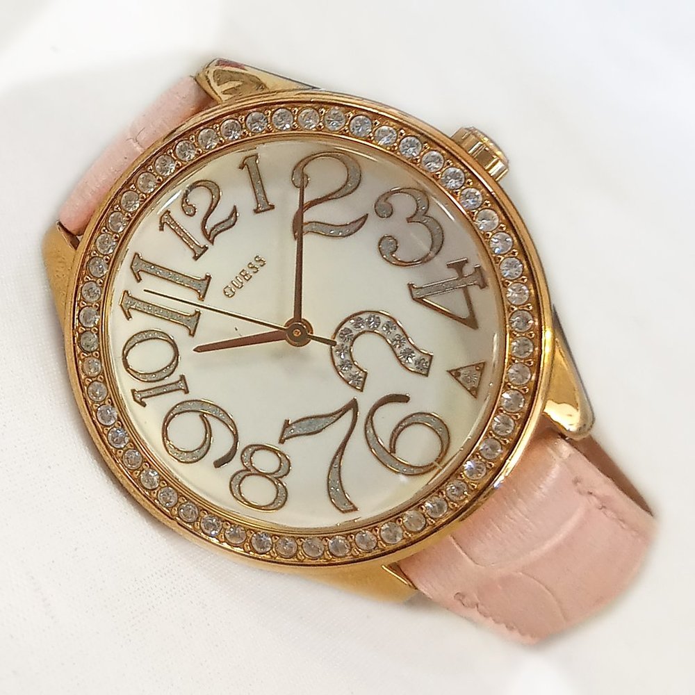 Guess Watch U10539L1 Gold Pink Crystal Bezel 36mm